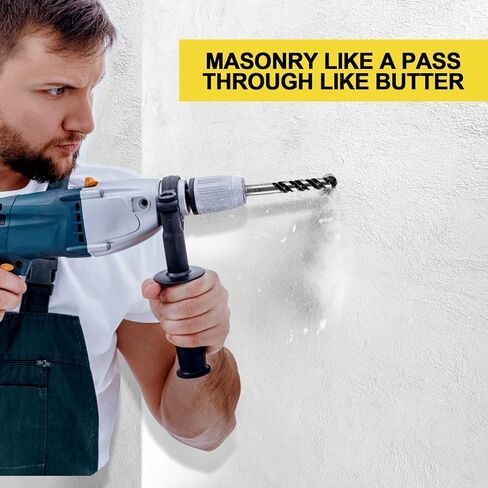 12-PCS Concrete Drill Bit Set & Masonry Drill Bit Set, Cement Drill Bits for Concrete Brick Wall, Tile Glass Ceramic, Masonry Drill Bit 1/8 to 1/2 inch Industrial Strength Carbide Cross Drill Bit Tip in Kuwait