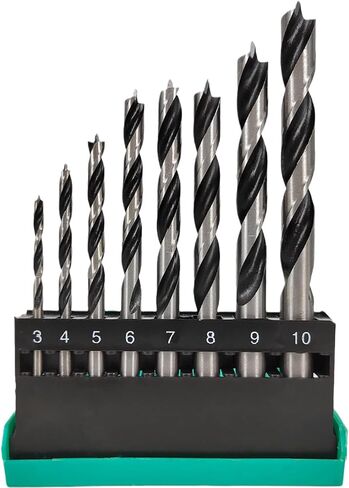 Hymnorq 3/16 Inch Black Nitride Coated High Speed Steel Jobber Length Twist Drill Bits Set of 10pcs, Fully Ground Technique, 135 Degree Split Point, for General Use in Wood Plastic and Soft Metal in Kuwait