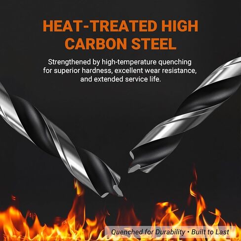 Hymnorq 3/16 Inch Black Nitride Coated High Speed Steel Jobber Length Twist Drill Bits Set of 10pcs, Fully Ground Technique, 135 Degree Split Point, for General Use in Wood Plastic and Soft Metal in Kuwait