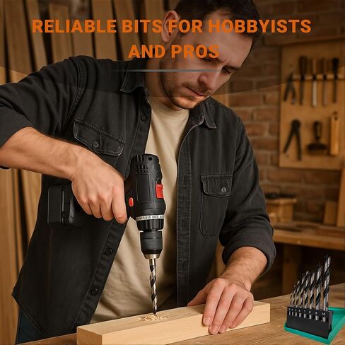 Hymnorq 3/16 Inch Black Nitride Coated High Speed Steel Jobber Length Twist Drill Bits Set of 10pcs, Fully Ground Technique, 135 Degree Split Point, for General Use in Wood Plastic and Soft Metal in Kuwait