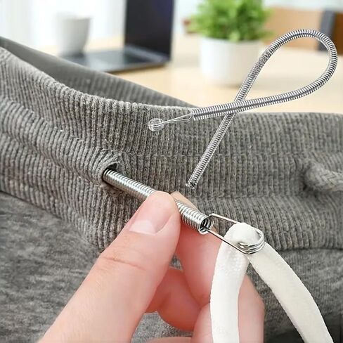 Threader Metal Loop Spring High Efficiency Compact Design for Drawstrings Elastic Cords Waistbands and Needlework, Silver in Saudi Arabia