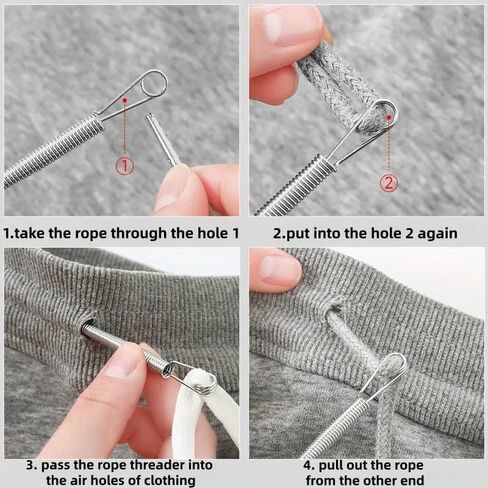 Threader Metal Loop Spring High Efficiency Compact Design for Drawstrings Elastic Cords Waistbands and Needlework, Silver in Saudi Arabia