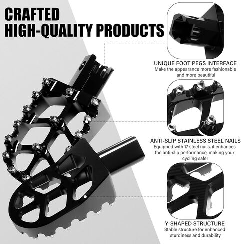 أوتاد قدم الدراجة الترابية، دواسات قدم CNC مضادة للانزلاق لـ 50cc 70cc 80cc 90cc-125cc XR50 XR70 XR110 CRF50 CRF70 CRF110 SSR CT200U KAYO SDG Apollo RFZ Pit Bike Mini Bike Foot Pegs مسند للقدمين (أسود) in Kuwait