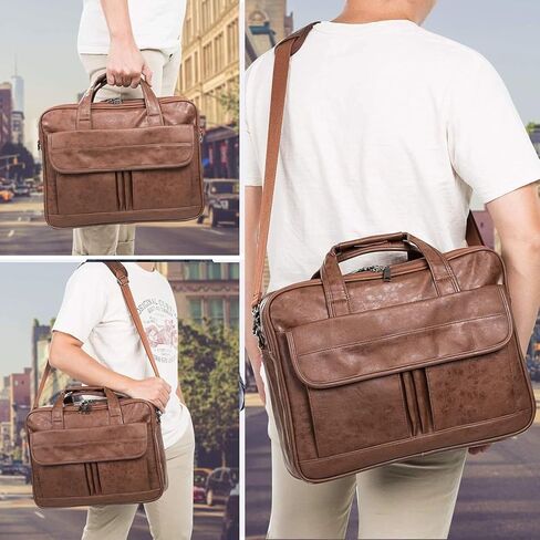 Leather Briefcases for Mens Laptop Messenger Bags Large Computer Shoulder Bag Satchel Bag for Office Business Travel in Saudi Arabia