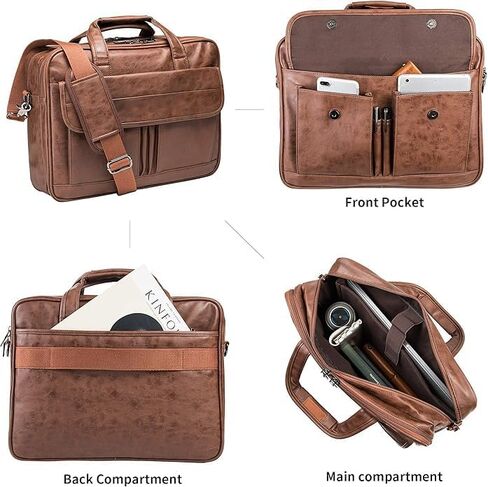 Leather Briefcases for Mens Laptop Messenger Bags Large Computer Shoulder Bag Satchel Bag for Office Business Travel in Saudi Arabia