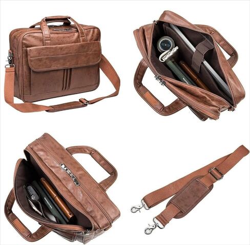 Leather Briefcases for Mens Laptop Messenger Bags Large Computer Shoulder Bag Satchel Bag for Office Business Travel in Saudi Arabia