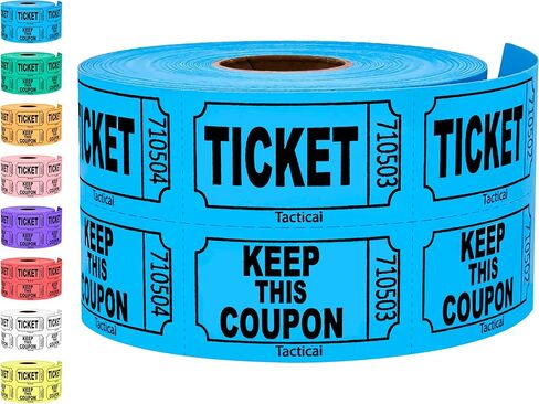 Tacticai 500 Raffle Tickets, Blue (8 Color Selection), Double Roll, Ticket for Events, Entry, Class Reward, Fundraiser & Prizes in Kuwait