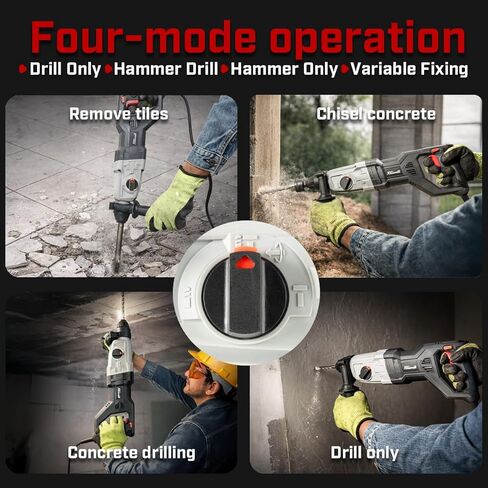 XtremepowerUS Deluxe 1200w Electric Rotary Hammer SDS Plus Drill Swivel Adjustable Handle Drilling Chisel Flat Bit w/Carrying Case in Saudi Arabia