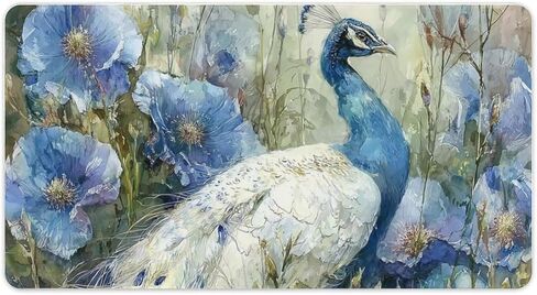 Peacock Beautiful Flowers Fashion INS Large Mouse Pad Gaming Mousepad Keyboard Computer Pad Non-Slip Rubber Desk Mat Home Office 30x60cm in Saudi Arabia