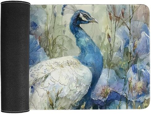 Peacock Beautiful Flowers Fashion INS Large Mouse Pad Gaming Mousepad Keyboard Computer Pad Non-Slip Rubber Desk Mat Home Office 30x60cm in Saudi Arabia