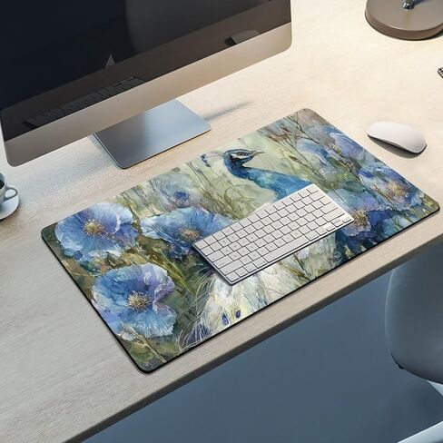 Peacock Beautiful Flowers Fashion INS Large Mouse Pad Gaming Mousepad Keyboard Computer Pad Non-Slip Rubber Desk Mat Home Office 30x60cm in Saudi Arabia