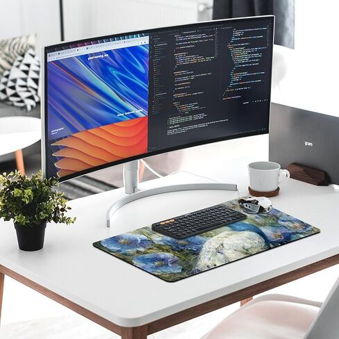 Peacock Beautiful Flowers Fashion INS Large Mouse Pad Gaming Mousepad Keyboard Computer Pad Non-Slip Rubber Desk Mat Home Office 30x60cm in Saudi Arabia