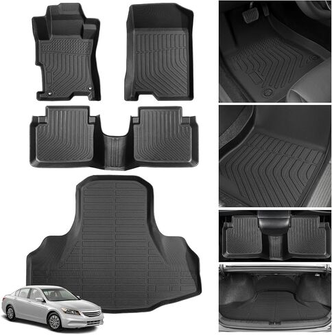 Floor Mats for Honda Accord 2008 2009 2010 2011 2012(Gas ONLY), NOT for Coupe, Custom Fit Accord LX LX-S EX EX-L LX-P SE LX Premium Floor Mats, TPE All Weather Protection Waterproof Cargo Liner in Kuwait