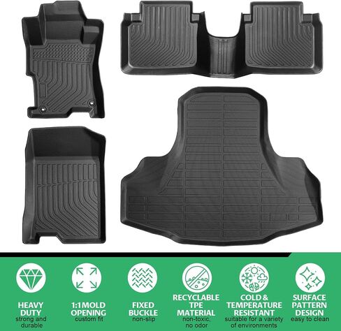 Floor Mats for Honda Accord 2008 2009 2010 2011 2012(Gas ONLY), NOT for Coupe, Custom Fit Accord LX LX-S EX EX-L LX-P SE LX Premium Floor Mats, TPE All Weather Protection Waterproof Cargo Liner in Kuwait