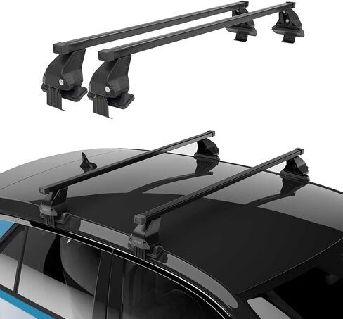 OMAC Roof Rack Cross Bars for Ford Focus Hatchback 2012-2018 Lockable 110Lbs Steel Silver 2Pcs fits Cargo Carriers Kayak Canoe Bike Snowboard in Saudi Arabia