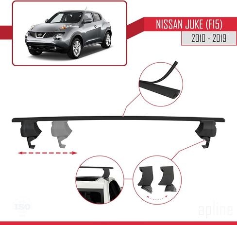Compatible with Nissan Juke (F15) 2010-2019 ACE-4 Car Roof Rack Cross Bar Black Aluminium 2 Bars in Saudi Arabia