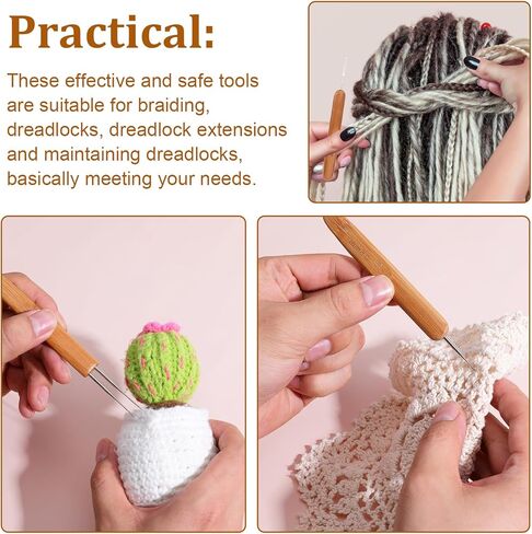 3 Pcs Dreadlocks Crochet Hooks for Hair, 0.5 mm Hair Crochet Hook Dreadlocks Crochets Needle Multifunctional Locking Tool for Dreads, Interlocking Tool for Locs Braid Craft in Saudi Arabia
