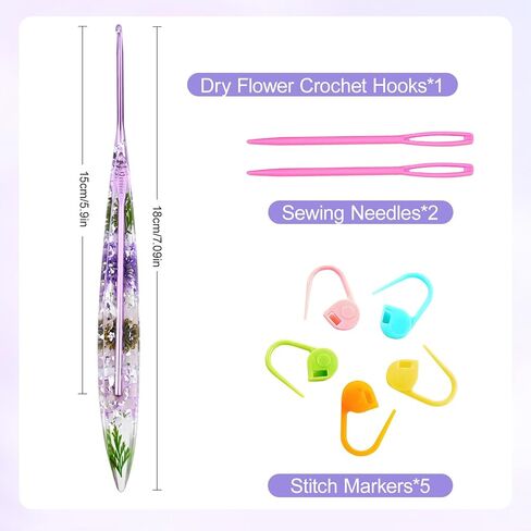 5 قطع من خطافات الكروشيه، خطاف كروشيه مريح مع مقابض بلاستيكية زهرية، خطاف كروشيه انزلاقي ناعم أطول للأيدي المصابة بالتهاب المفاصل، والمبتدئين، ومجموعة كروشيه احترافية لعيد الميلاد والعام الجديد in Kuwait