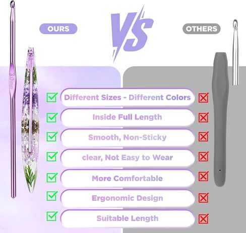 5 قطع من خطافات الكروشيه، خطاف كروشيه مريح مع مقابض بلاستيكية زهرية، خطاف كروشيه انزلاقي ناعم أطول للأيدي المصابة بالتهاب المفاصل، والمبتدئين، ومجموعة كروشيه احترافية لعيد الميلاد والعام الجديد in Kuwait