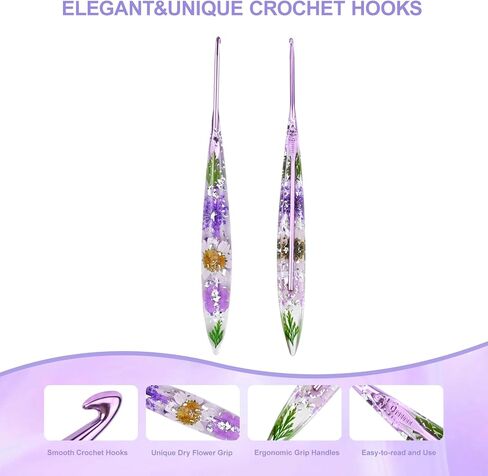 5 قطع من خطافات الكروشيه، خطاف كروشيه مريح مع مقابض بلاستيكية زهرية، خطاف كروشيه انزلاقي ناعم أطول للأيدي المصابة بالتهاب المفاصل، والمبتدئين، ومجموعة كروشيه احترافية لعيد الميلاد والعام الجديد in Kuwait