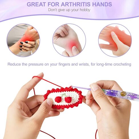 5 قطع من خطافات الكروشيه، خطاف كروشيه مريح مع مقابض بلاستيكية زهرية، خطاف كروشيه انزلاقي ناعم أطول للأيدي المصابة بالتهاب المفاصل، والمبتدئين، ومجموعة كروشيه احترافية لعيد الميلاد والعام الجديد in Kuwait