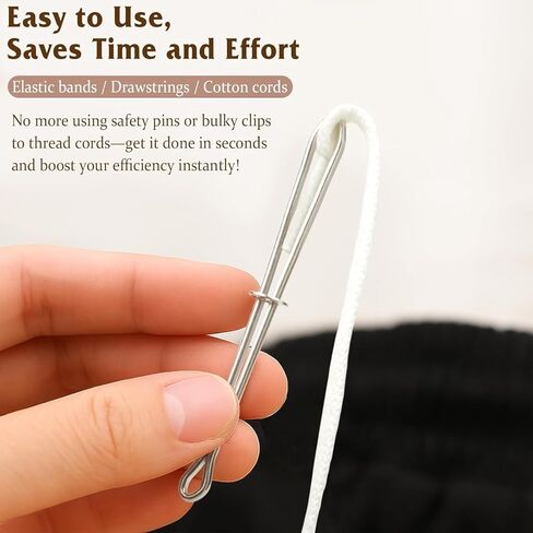 4Pcs/2Set Stainless Steel Bodkin Drawstring Threader Set – Metal Tweezers & Clips for Quick DIY Rope Insertion in Sweatpants, Hoodies & Swim Trunks (8.2+6.5cm) in Saudi Arabia