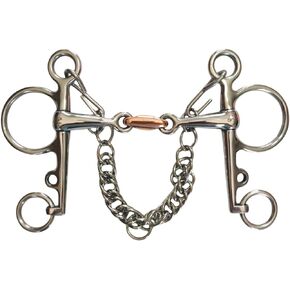 EQI Stainless Steel Pelham Bit with Copper Lozenge Center - 5" / 125mm Mouth