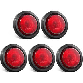 بارتسام 5 قطع 2 بوصة حمراء مستديرة 9 مصابيح LED لشاحنة المقطورة، أضواء التخليص مع عاكسات، IP67 مقاومة للماء، 12 فولت، تتضمن أسلاك التوصيل المصنوعة والحلقات المطاطية in Kuwait