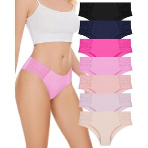 Sunm Boutique Sexy Underwear for Women Seamless No Show Underwear Cheeky Lace Bikini Panties Cute Stretch 3-10 Pack
