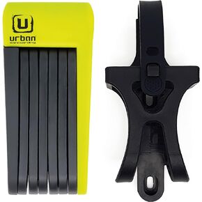 URBAN UR469Y Folding Bike Lock, Visible, 70cm/27.5in More Compact More Easier Transport Noiseless, Anti-Scratch, Heavy duty Anti theft locks with key, Polyvalent for bicycle, electric scooter or ebike