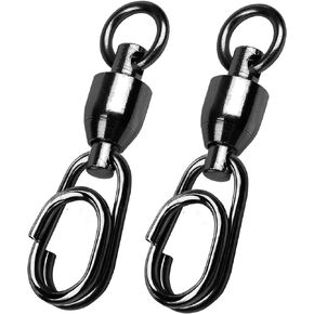 QISHUO High Strength Fishing Swivel Steel Ball Bearing Fishing Swivels Stainless Connector Rolling Snap Swivels Fishing Black Nickel 30lbs-160lbs