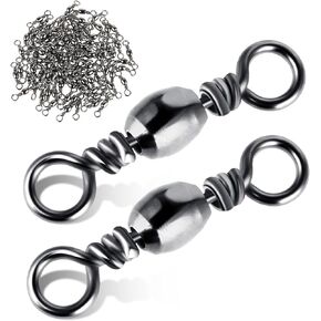 TIESOME 100Pcs Fishing Barrel Swivels, High Strength Carbon Steel Fishing Connector Swivels Freshwater Swivels Steel Hook Line Connector Rolling Fishing Swivels for Freshwater Fishing Accessories