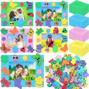 Vercraft 568 PCS Spring Picture Frame Craft Kits DIY Crafts Picture Frames Spring Crafts with Spring Butterfly Flower Foam Stickers for Home Spring Bulletin Board Decor