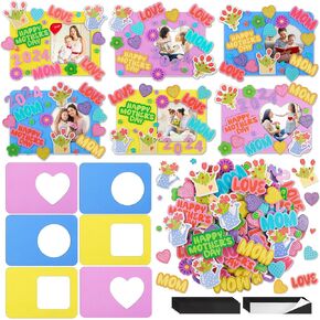 Aodaer 382 Pieces Mother's Day Picture Frame Craft Kit Mother's Day Picture Frames Foam Heart Stickers Self-Adhesive Stickers DIY Mother's Day Crafts for Home Classroom Bulletin Board Decorations in Saudi Arabia