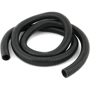uxcell 2 M 24 x 28 mm PVC Flexible Corrugated Conduit Tube for Garden,Office Black