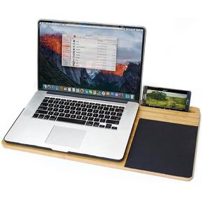 THE DUO Modern Media Desk 100 - Lap Desk with Memory Foam Pillow - Portable Laptop Desk with Phone Holder and Mouse Pad for Work from Home Office Set Up - Pink, 19.5 x 12.25 inches