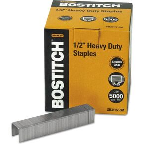 Bostitch SB35125M Heavy-Duty Premium Staples, 1/2-Inch Leg Length, 5000/Box