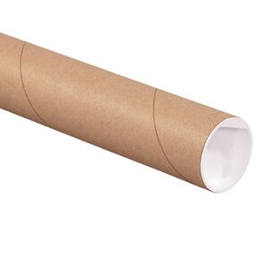 Aviditi Kraft Mailing Tubes with Caps, 2 1/2" x 18", Pack of 34, for Shipping, Storing, Mailing, and Protecting Documents, Blueprints and Posters