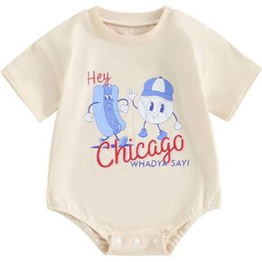 Hnyenmcko Newborn Baby Girl Boy Summer Clothes Short Sleeve Letter Print Bubble Romper Oversized T-Shirt Bodysuit Top Outfit