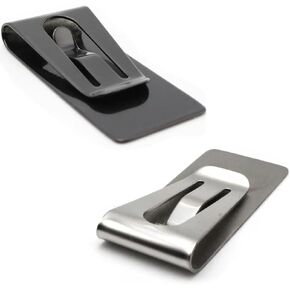 DraCra 2 Pack Money Clip with 2 Point Safe Lock Minimalist Stainless Steel Light Tight Bill Holder for Men Wallet Women Purse Front Pocket ID Credit Card Cash Silver Black