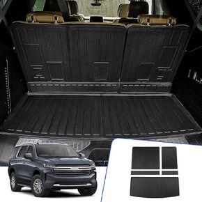 Rongtaod Cargo Mat Compatible with 2022-2025 Chevrolet Tahoe GMC Yukon Trunk Mat Trunk Liner Cargo Liner All Weather Back Seat Cover Protector 2024 Chevy Tahoe Accessories (Backrest Mats+Trunk Mat)
