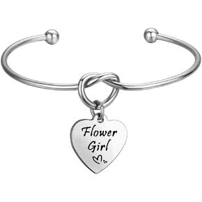 FOTAP Wedding Gift Flower Girl Bangle Love Knot Bracelet Flower Girl Jewelry Gift for Bridesmaid, Mother of The Bride
