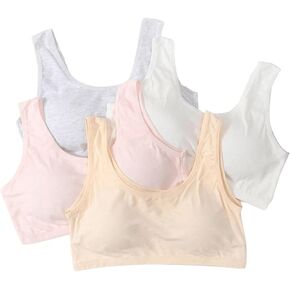WDIRARA Girl's 4 Pieces Wireless Bralette Bra Underwear Scoop Neck Crop Cami Top