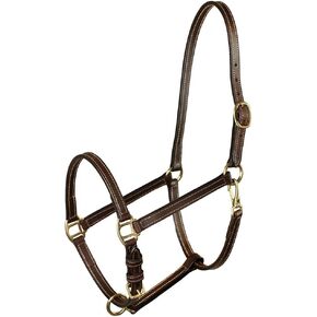 HORZE Fremont Soft Synthetic Leather Horse Halter | Fully Adjustable with Brass Hardware & Contrast Stitching