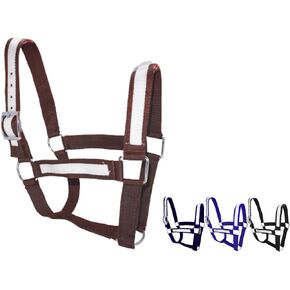 RESISTANCE Premium Nylon Draft Halter with Overlay - Adjustable Horse Halter for Draft Size - Multiple Colors (Navy Blue, Black, Brown, Purple) - SS Hardware in Kuwait