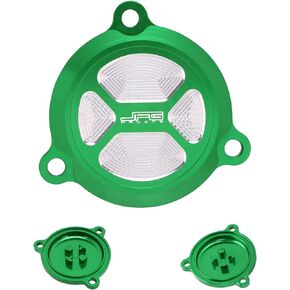 JFG RACING Motorcycle Billet Oil Filter Cover Cap Trim CNC Aluminum Compatible To KX450F 2006-2015 KLX450R 2008-2015 KX 450F KLX 450R 06-15 08-15 Dirt Bike Green