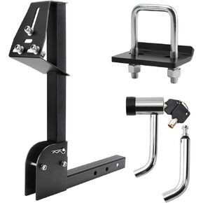 SPARKWHIZ Hitch Mount Spare Tire Carrier, Trailer Spare Tire Carrier Foldable Construction with Hitch Tightener+1/2" and 5/8" Pin Diameter Trailer Hitch Lock for Truck SUV, ATV, UTV for 2" Receiver