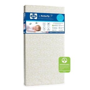 Sealy Butterfly Premium Foam Non-Toxic Waterproof Baby Crib Mattress & Toddler Bed Mattress, Waterproof Crib Mattress, American Foam GREENGUARD Gold Certified, Made in USA, 52"x28"