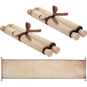 Epakh 2 Pack Blank Paper Scrolls 9 x 72 Inches Scroll Paper Wrapped on Wood Rod for Writing, Drawing, Calligraphy, Wedding Vows, Invitation, Renaissance Festivals