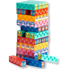 Mudpuppy Wild Wobble! – Colorful Wooden Tumbling Tower Game, 4 Across, Great for Small Hands, Ages 3+